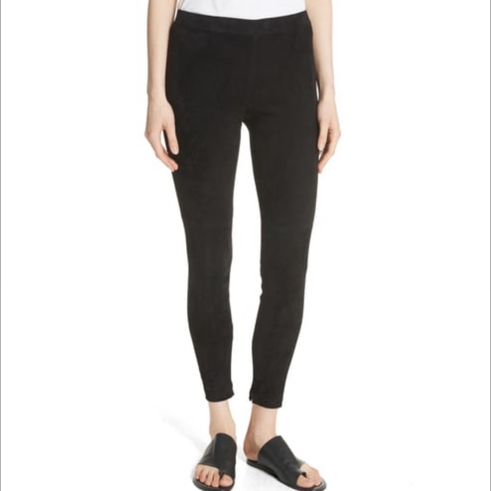 $995 retail XS Vince Suede Ankle Zip Leggings Black NWT